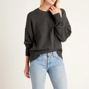 Quince Gray Crew Neck Boyfriend Sweater Soft Knit
